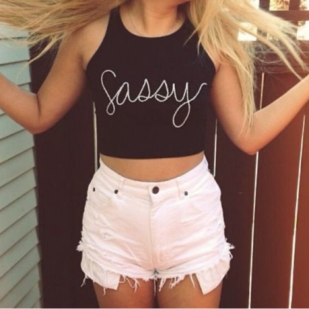 Brandy Melville Embroidered Sassy Tank Top